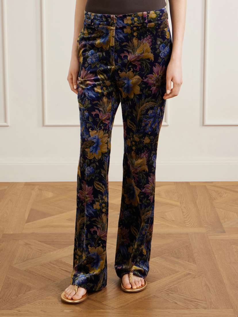 Etro Printed Cotton-blend Velvet Flared Pants | Thumbnail 3 Etro Printed Cotton-blend Velvet Flared Pants | Thumbnail 3