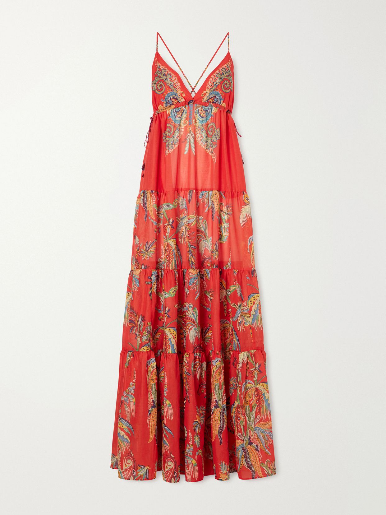 Ruffled printed cotton maxi dress
