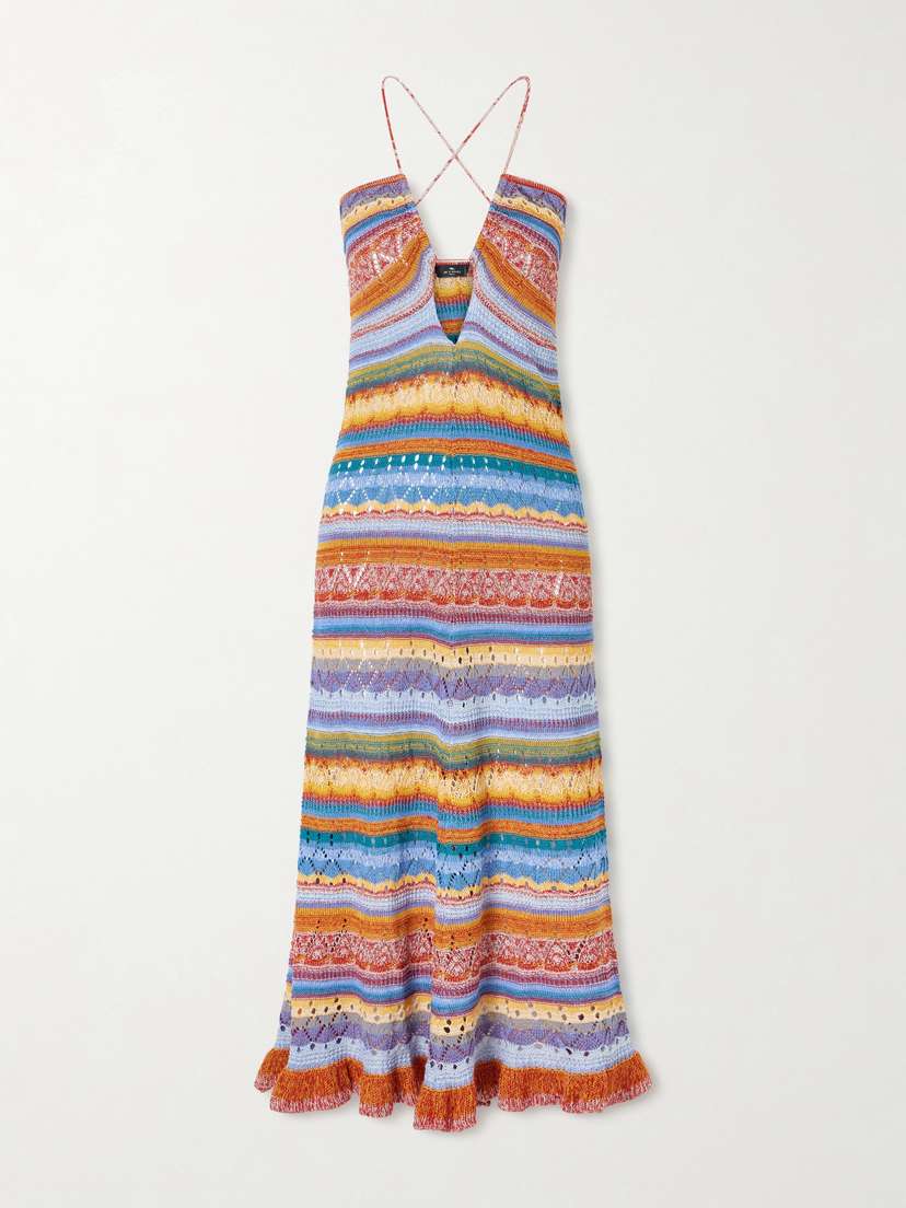 Etro Crocheted Striped Cotton Midi Dress | Thumbnail 5 Etro Crocheted Striped Cotton Midi Dress | Thumbnail 5