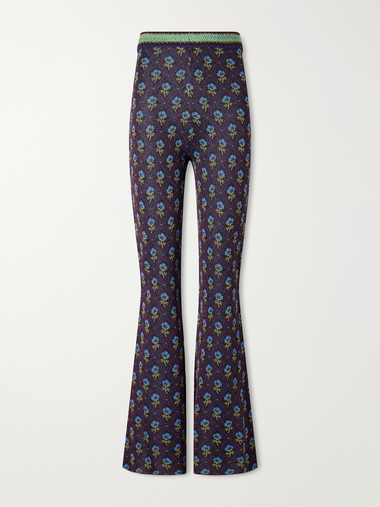 floral knitted flared pants
