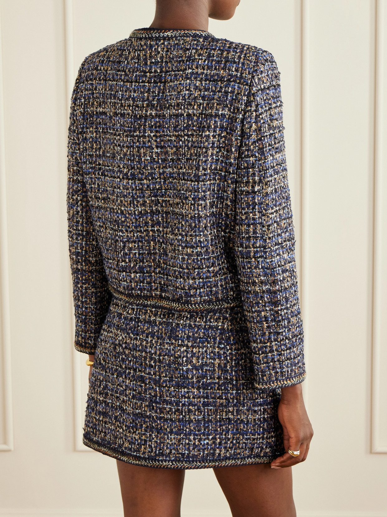 Etro Tweed-effect Button-up Jacket In Blue