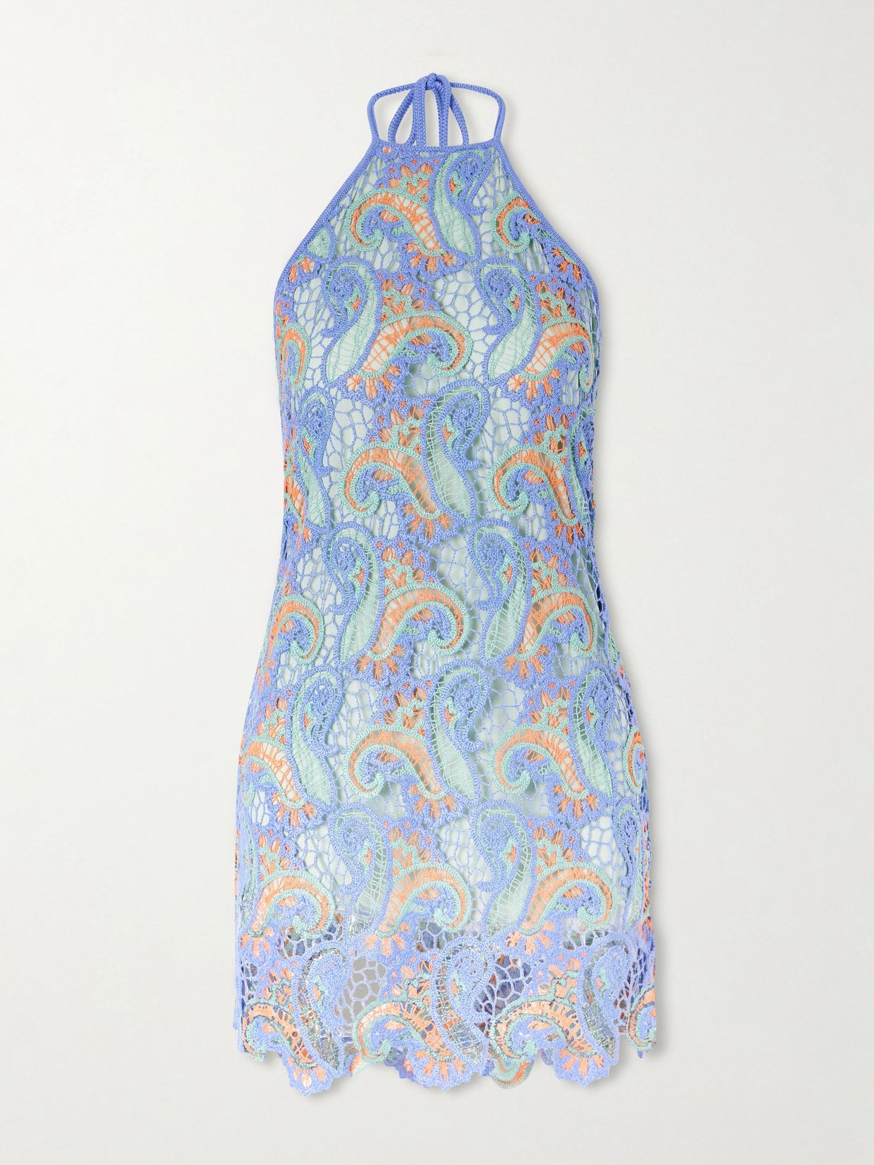 Etro Crocheted halterneck mini dress