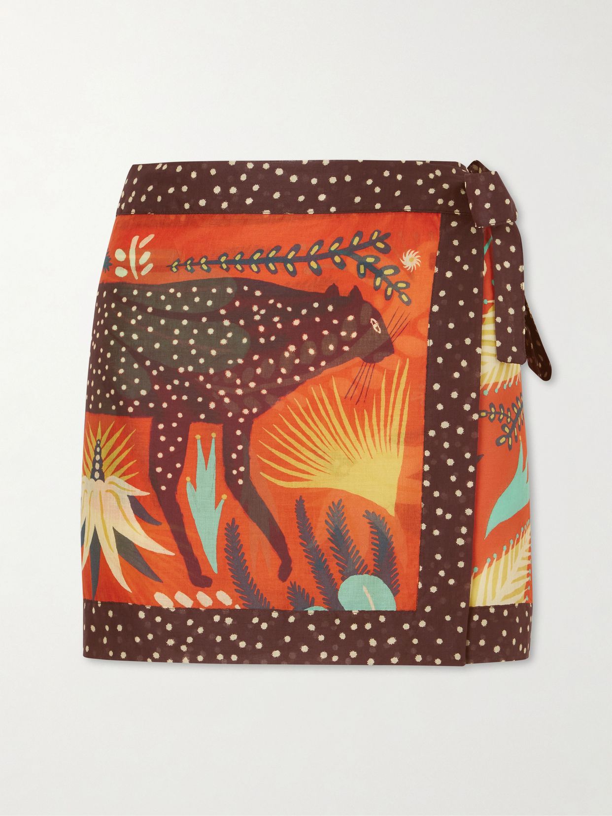 printed cotton voile mini wrap skirt