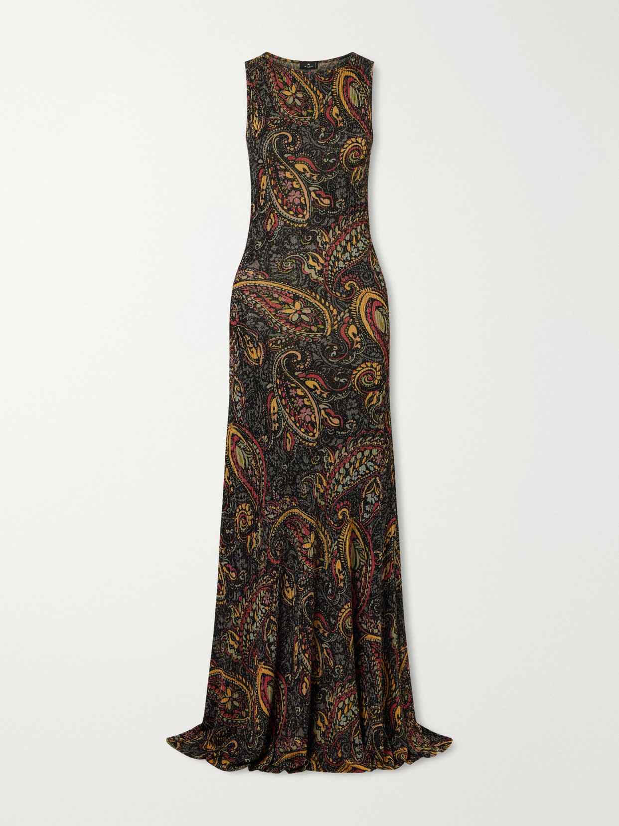 Etro - Paisley-print Metallic Ribbed-knit Maxi Dress - Green