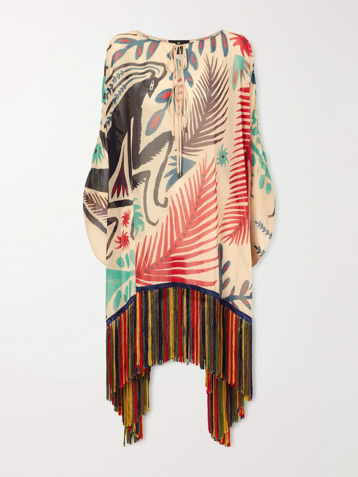 Etro Woven Fringe Mini Dress In Brown
