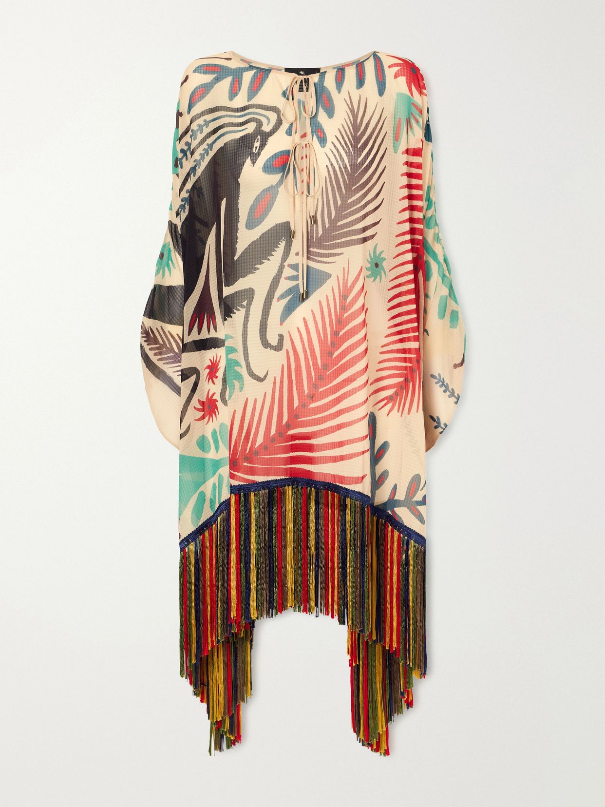 Woven fringe mini dress