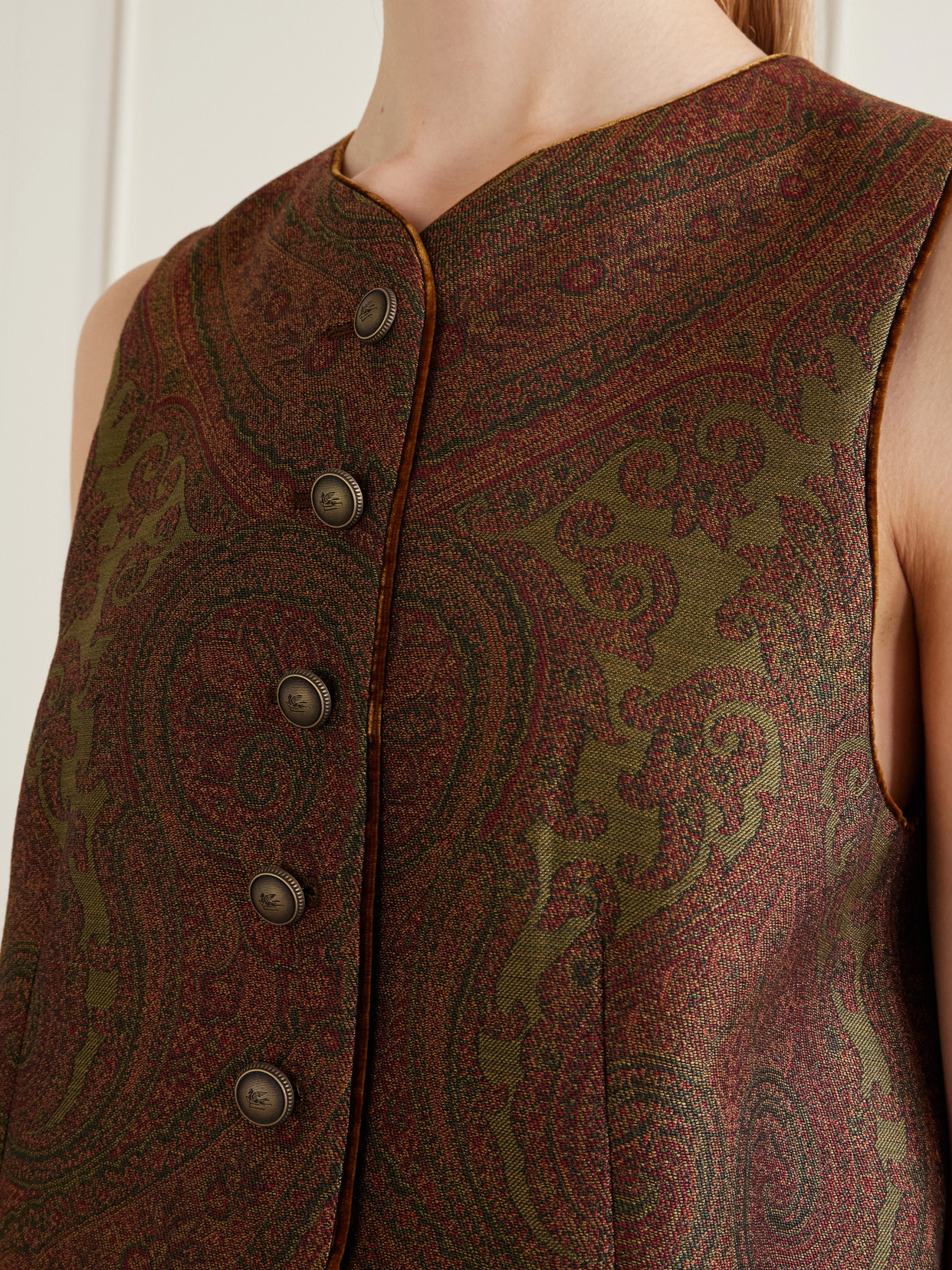 Paisley Crepe-Jacquard Vest