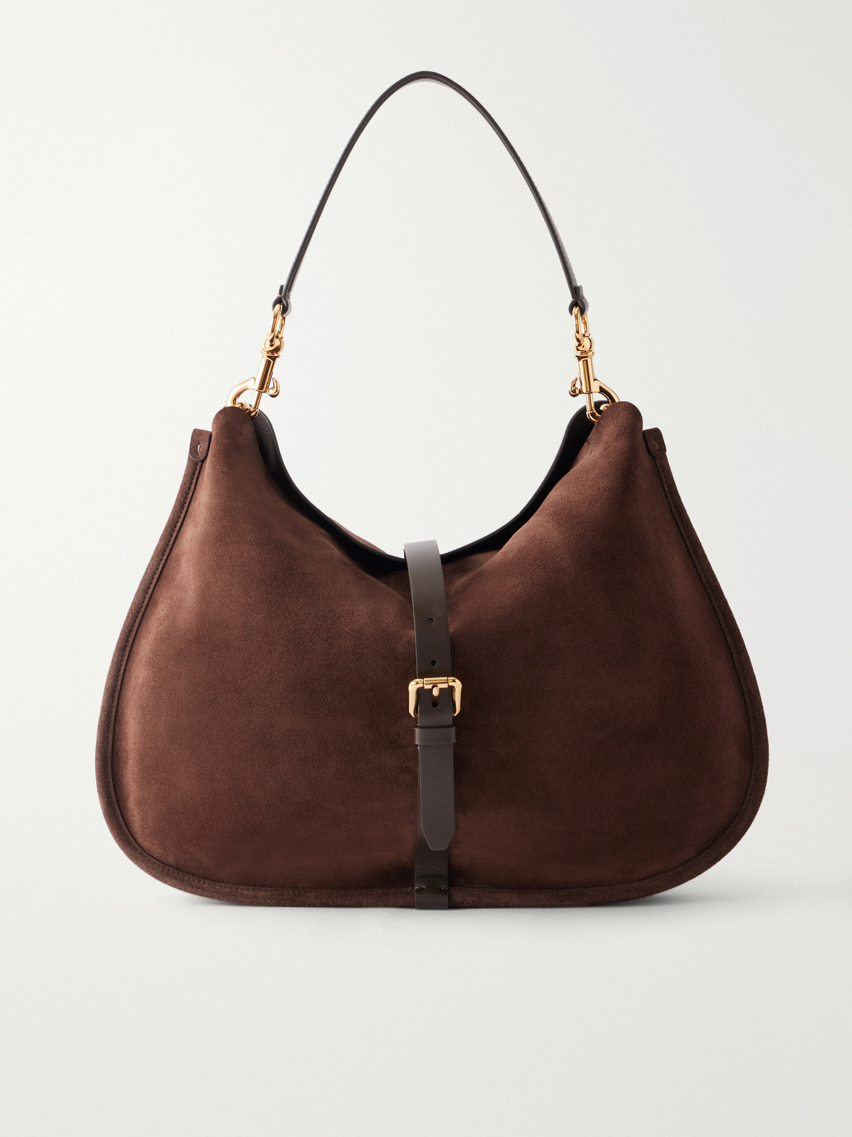Etro Pony Large Leather-trimmed Suede Shoulder Bag In Brown