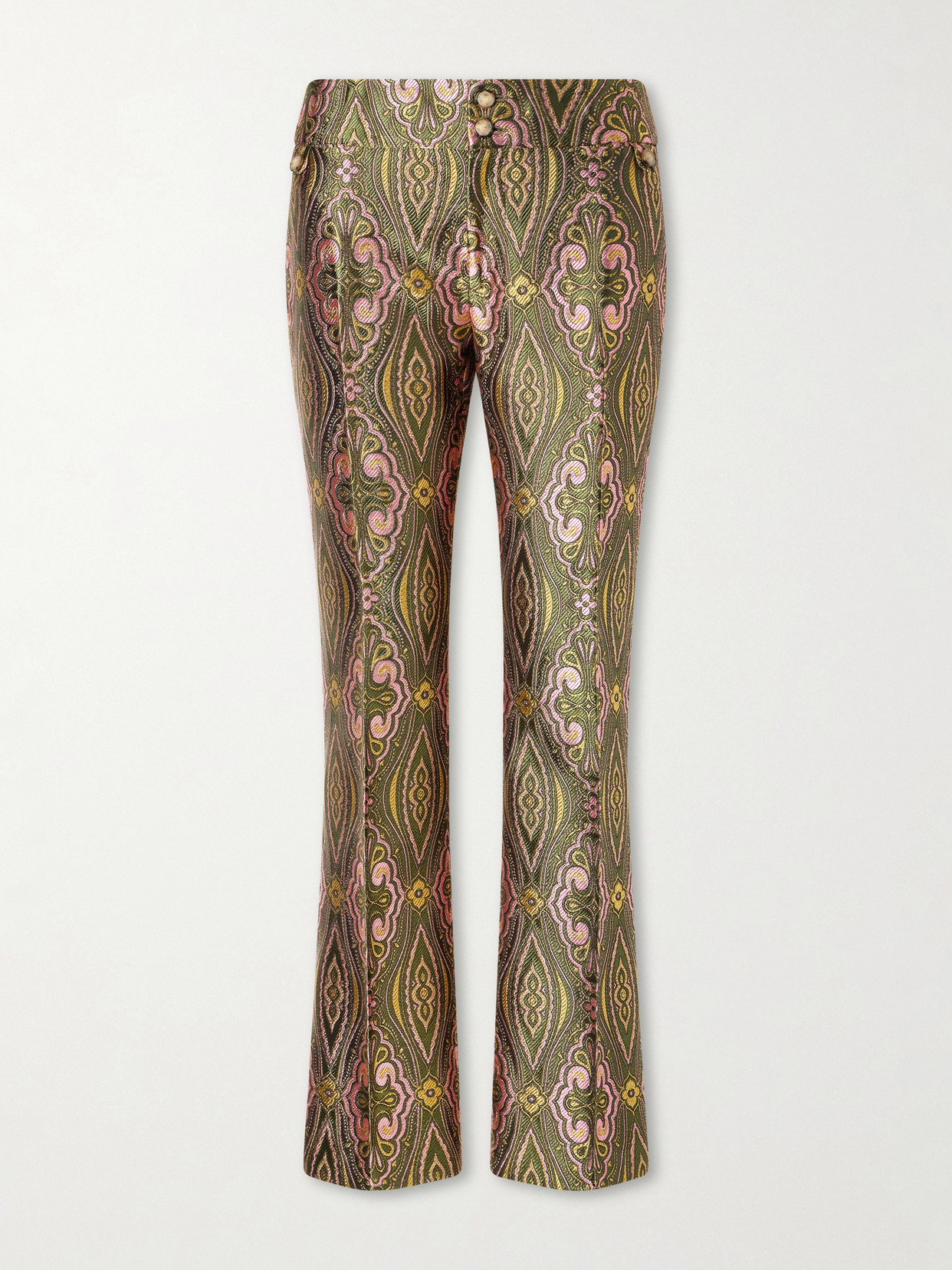 Etro Metallic Jacquard Crepe Straight-leg Pants In Gold