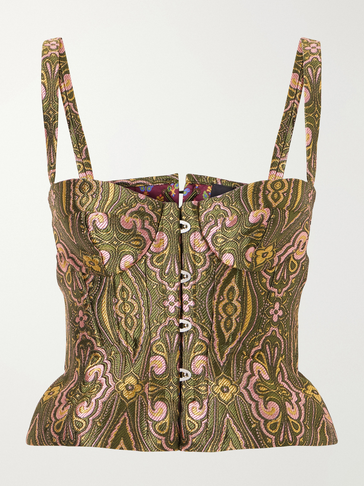 Floral Paisley-Print Jacquard Bustier Top