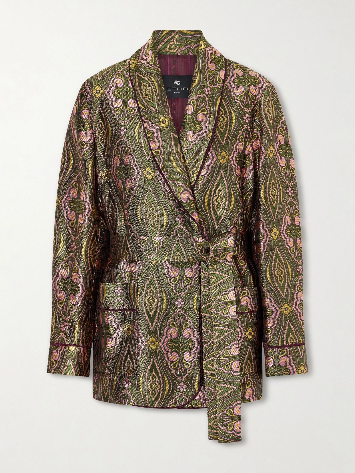 Metallic jacquard crepe blazer