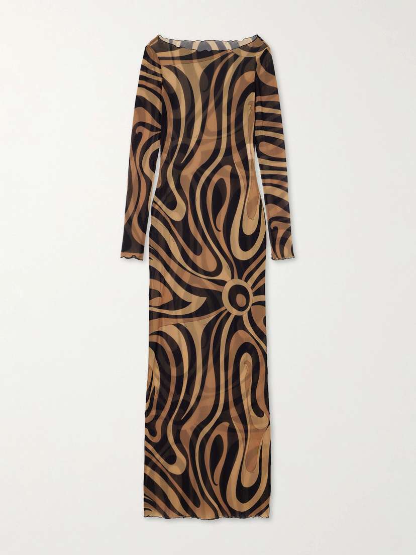 PUCCI Printed Mesh Maxi Dress