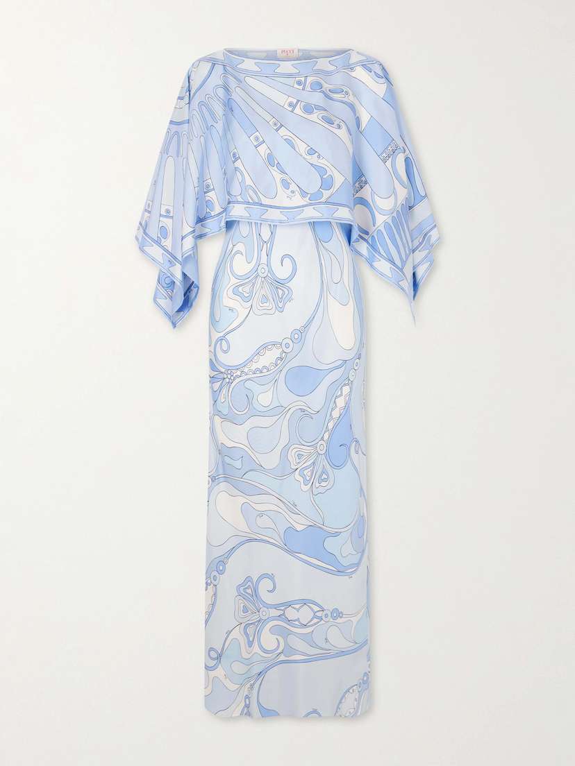 PUCCI Layered Printed Silk-twill Maxi Dress