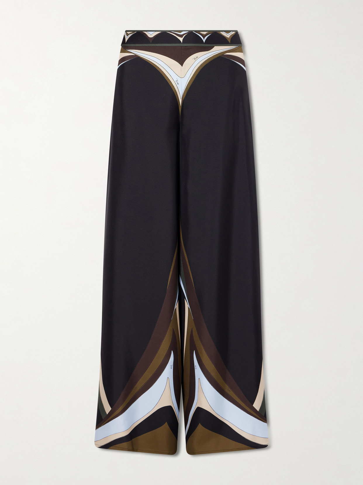 Pucci Printed Silk-twill Wide-leg Pants In Black