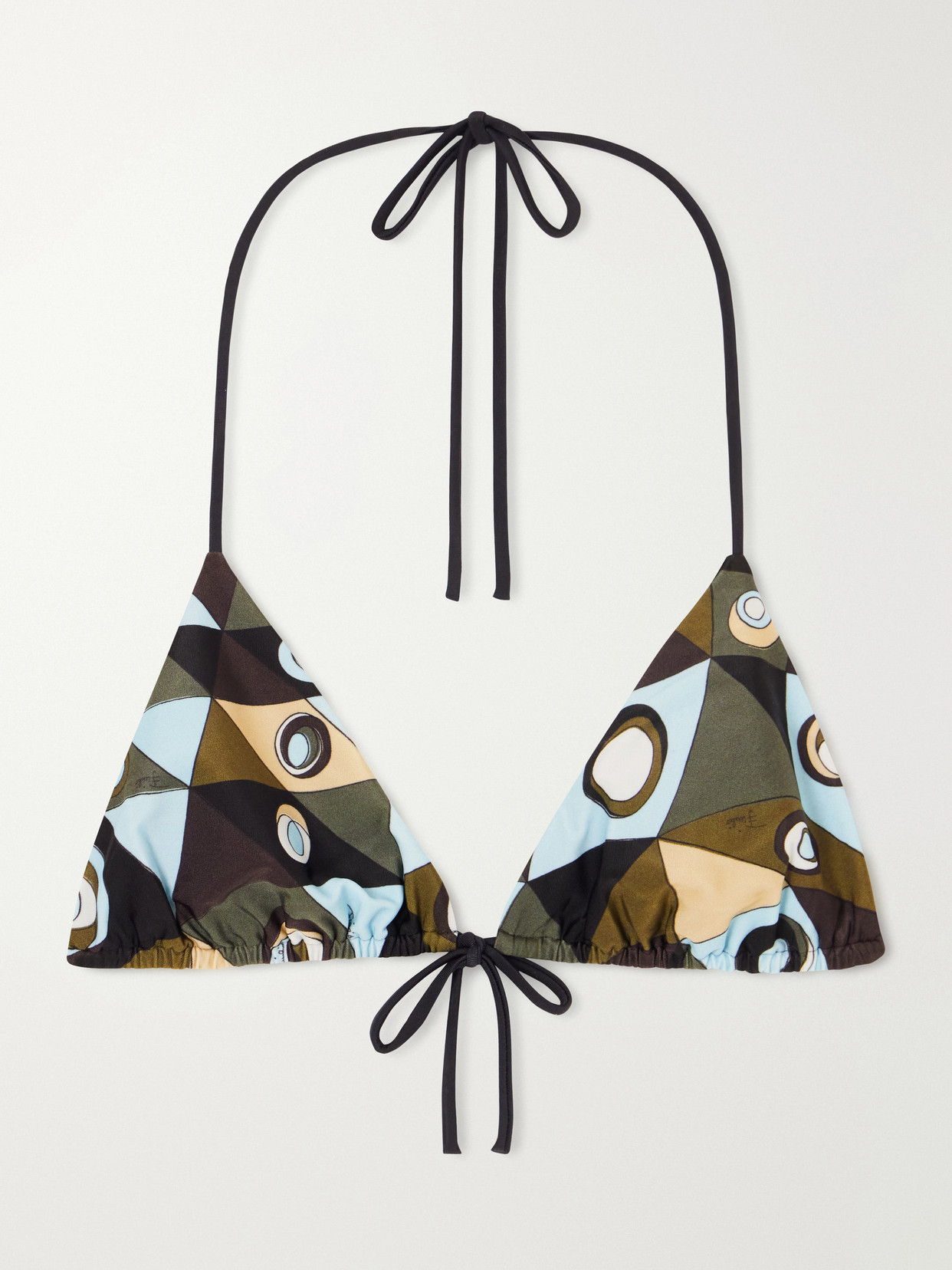 Pucci Printed Triangle Bikini Top In Green