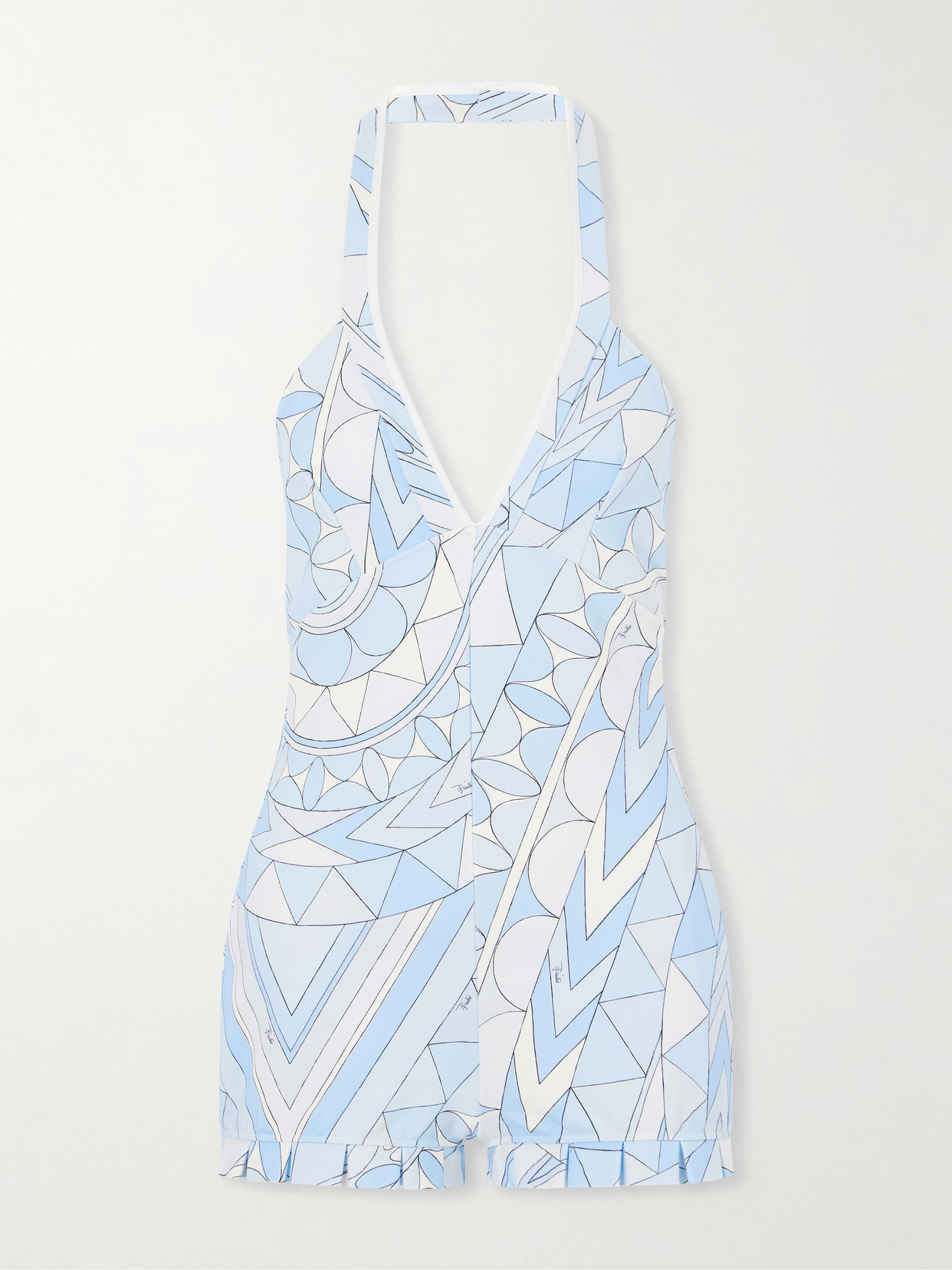 Pucci Printed Jersey Playsuit In Blue