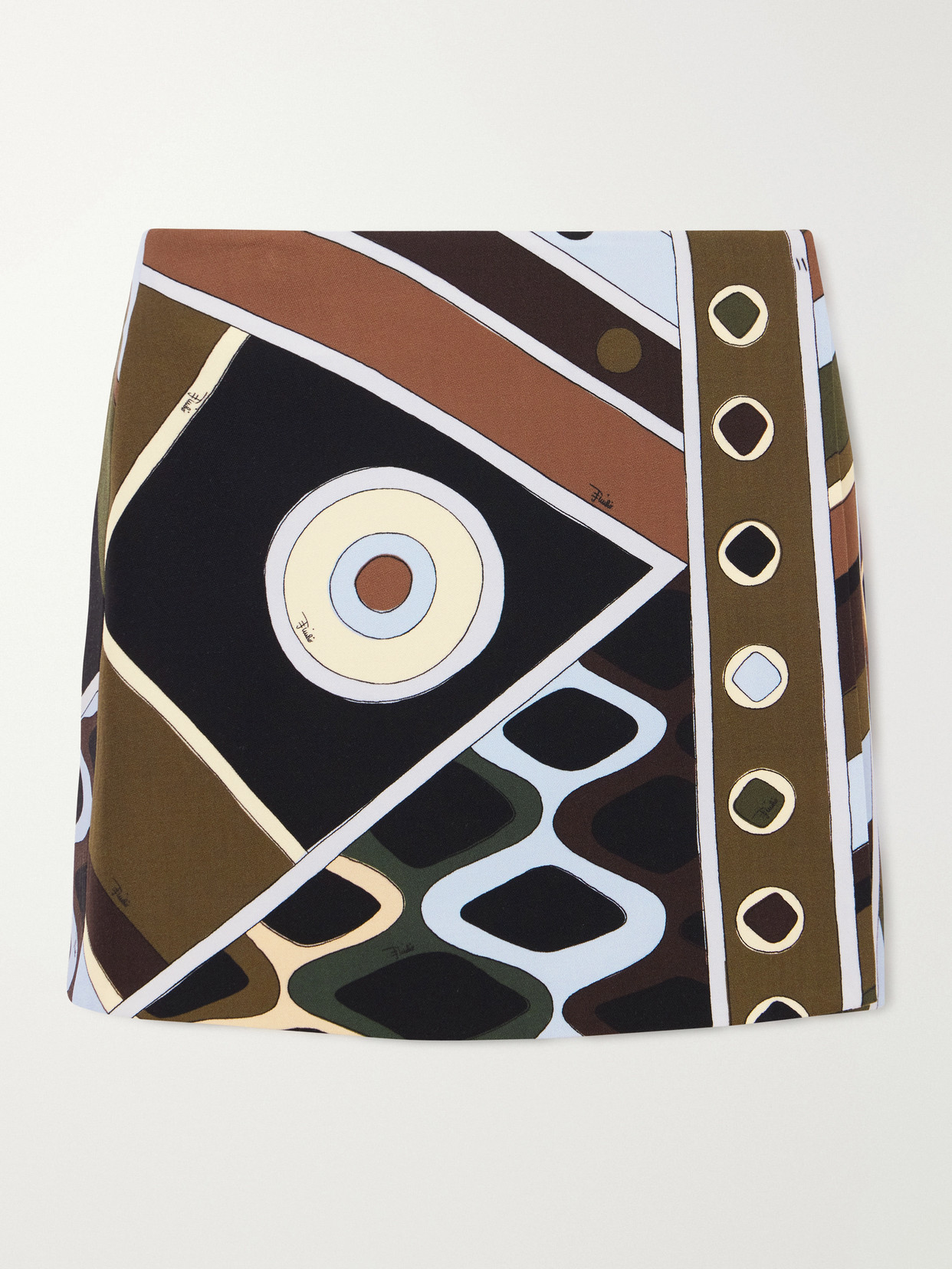 Pucci Printed Wool Mini Skirt In Green