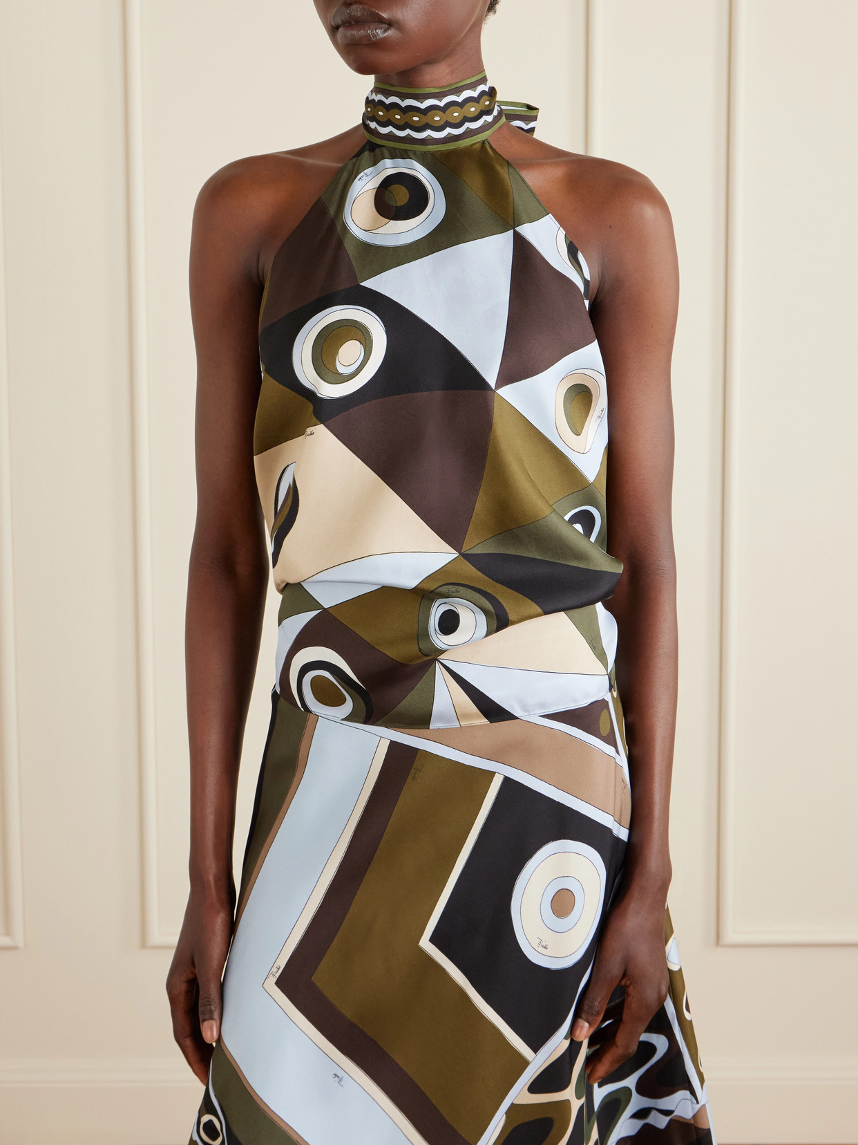 Pucci Printed Silk-twill Top In Multi