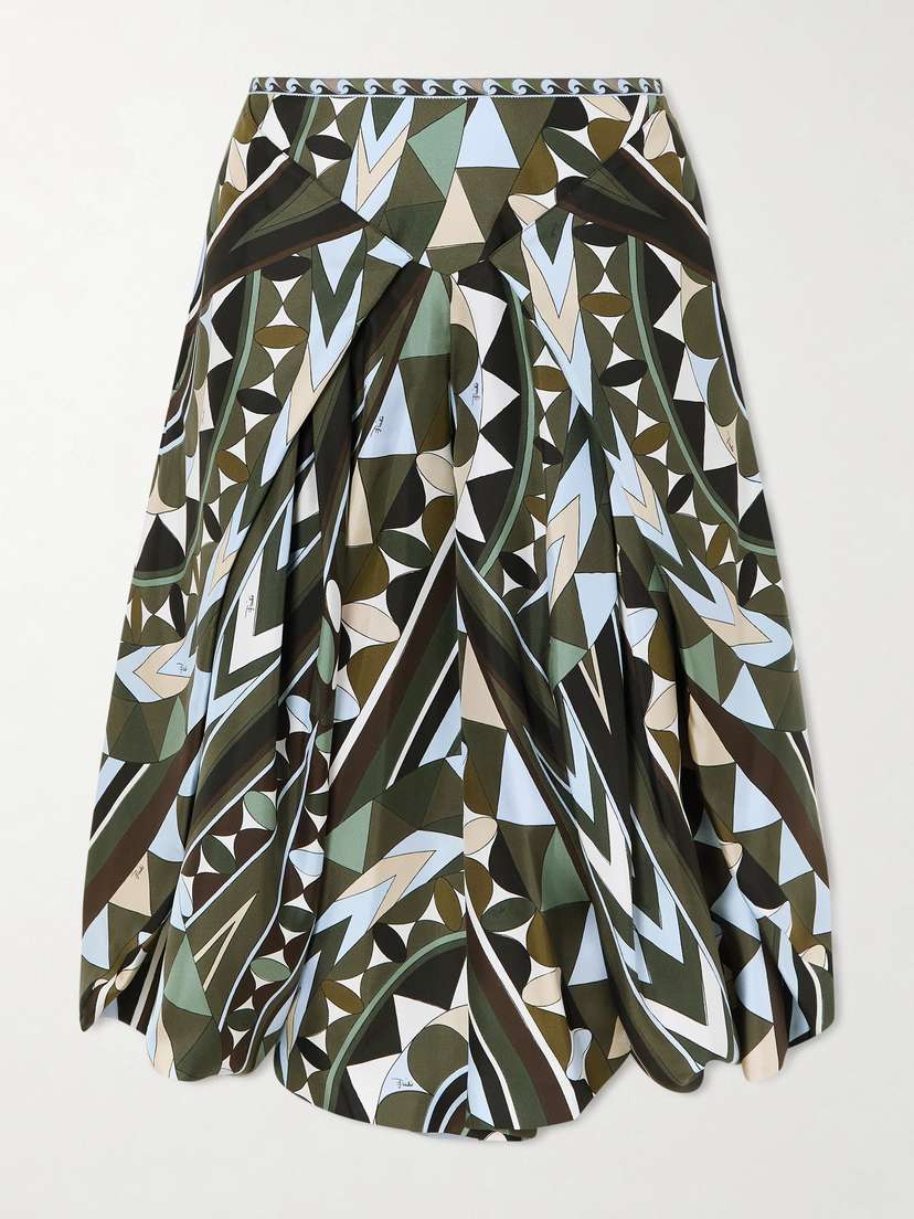 PUCCI Printed Silk-twill Wide-leg Pants