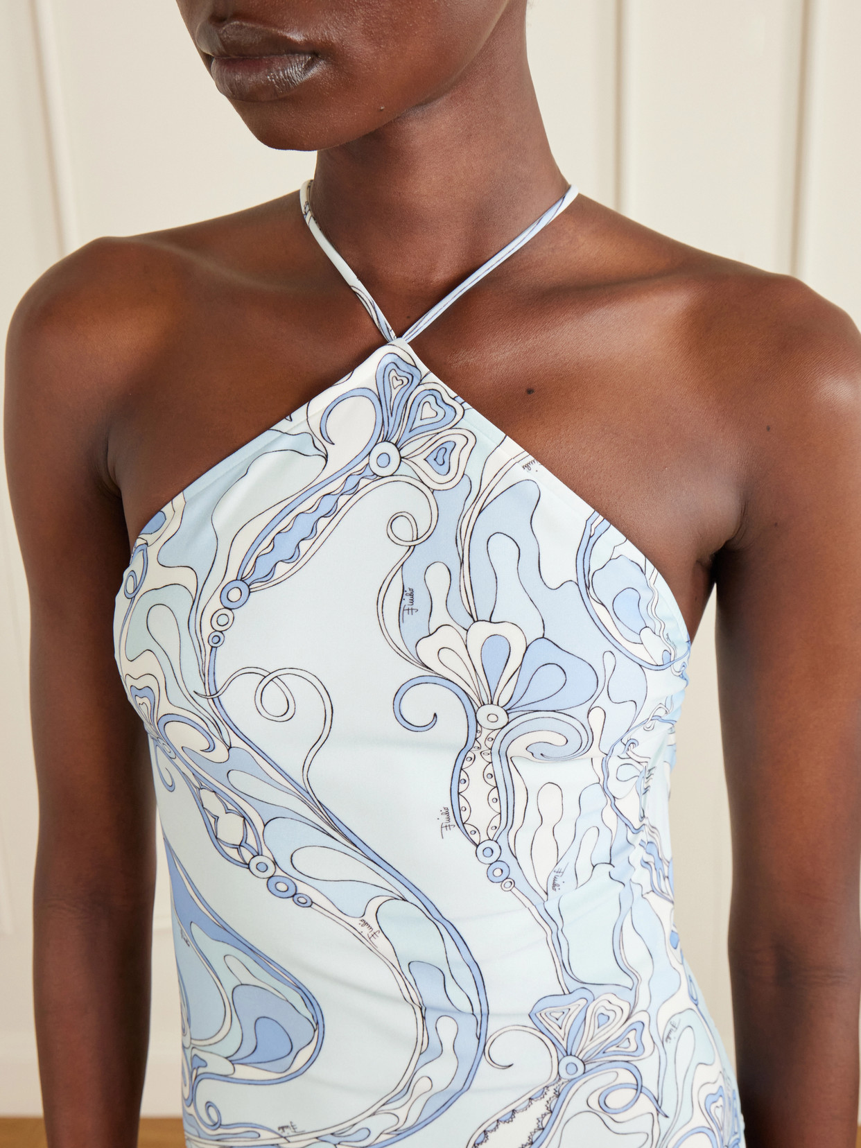Pucci Printed Swimsuit In Blue