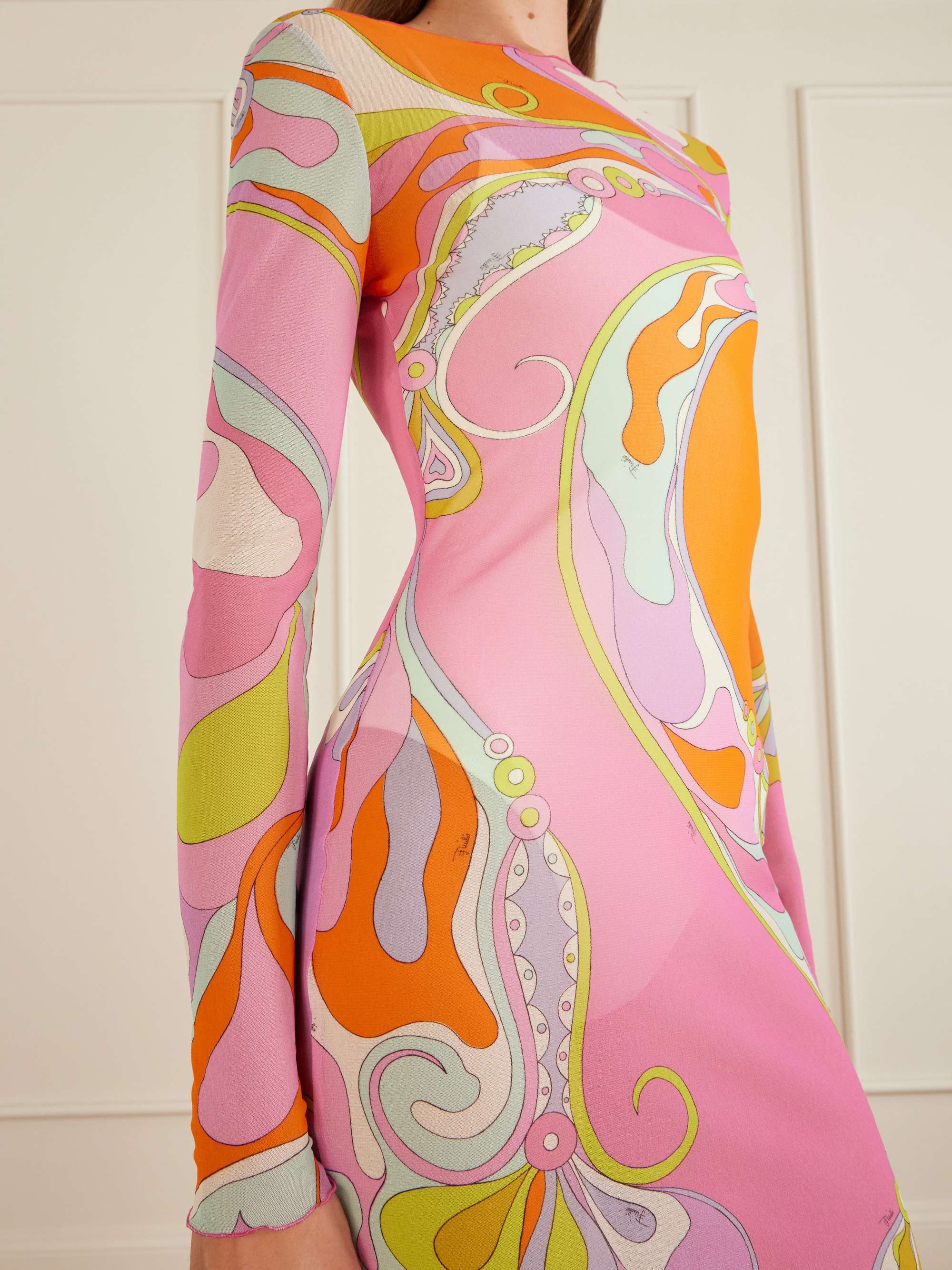 pink pucci dress Printed tulle maxi dress - multi