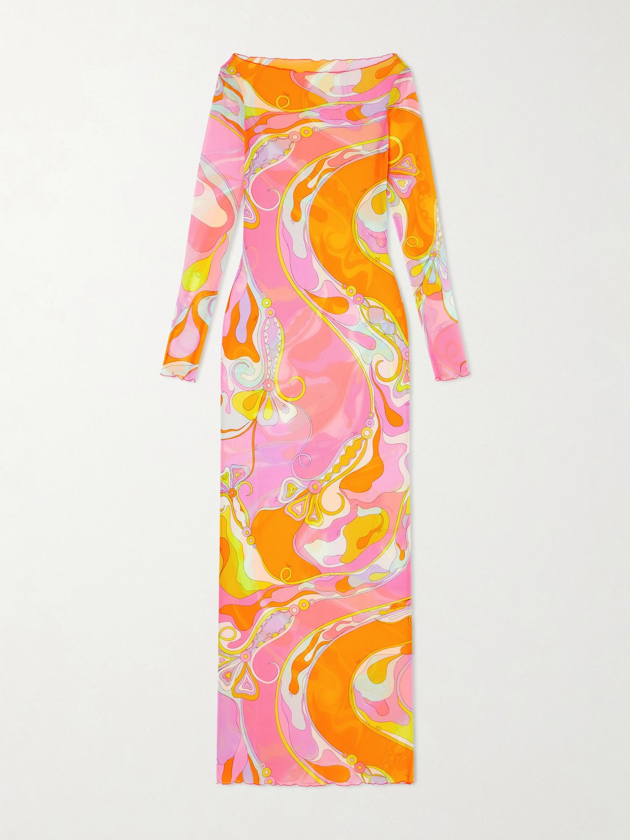 printed tulle maxi dress