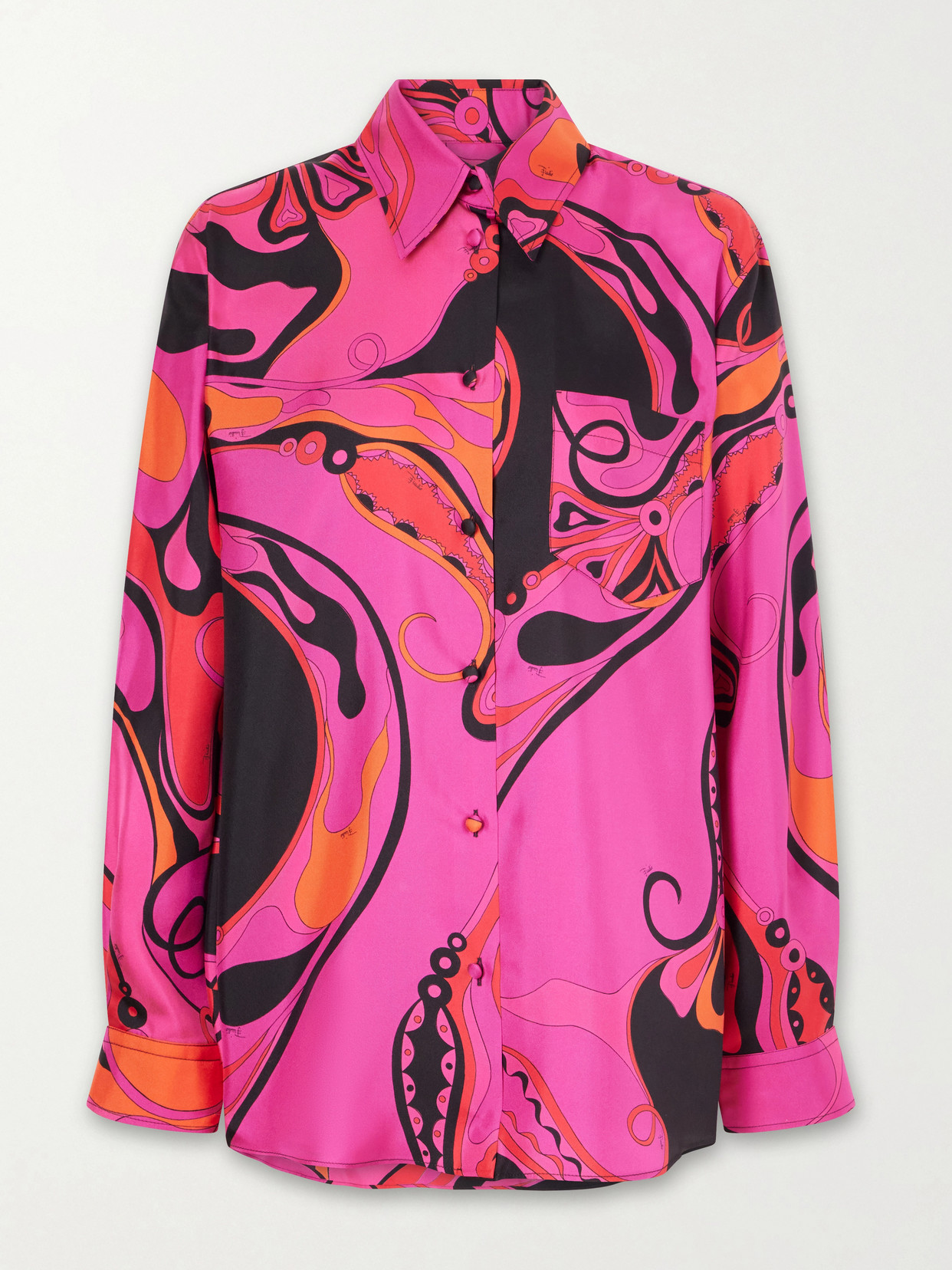 Pucci Printed Silk Twill Shirt In Pink
