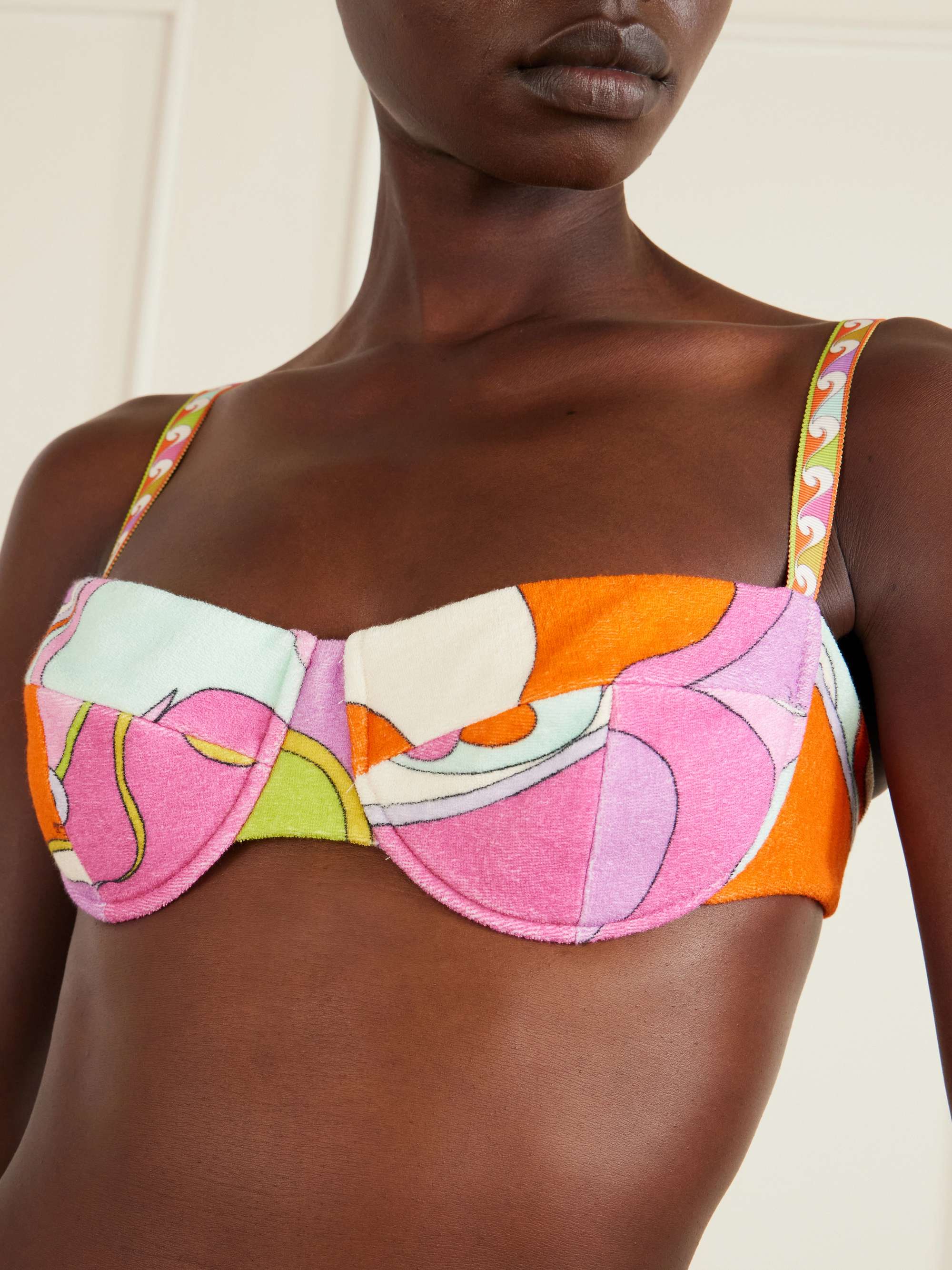 PUCCI Printed cotton-terry bikini top | NET-A-PORTER
