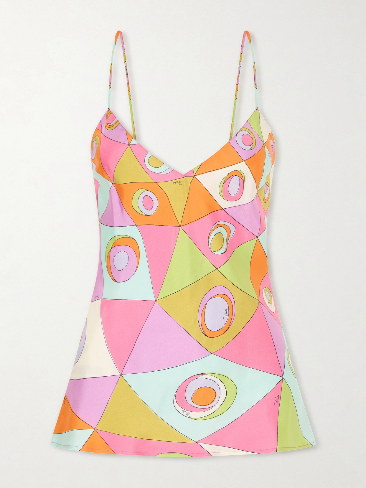 Pucci Printed Silk-twill Tank In Pink