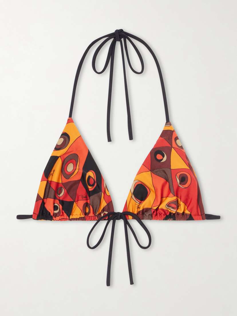 PUCCI Printed Triangle Bikini Top
