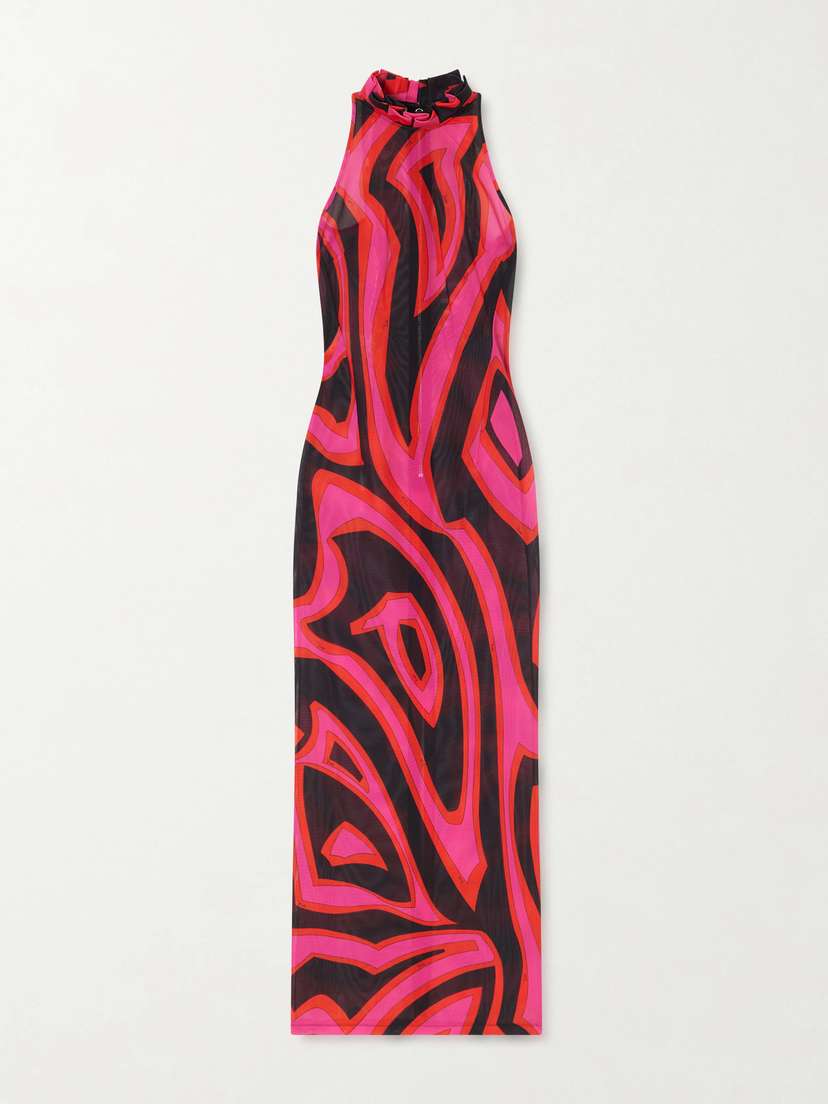 PUCCI Printed Mesh Maxi Dress
