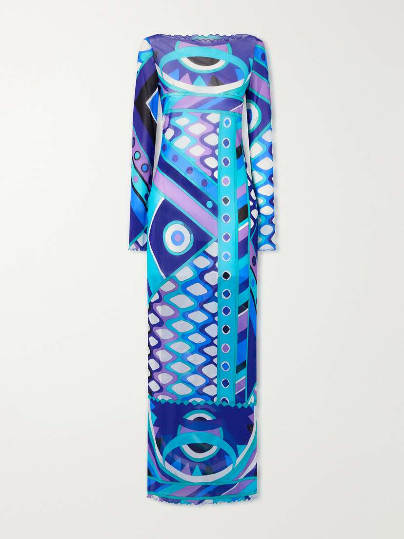 PUCCI Printed Tulle Maxi Dress
