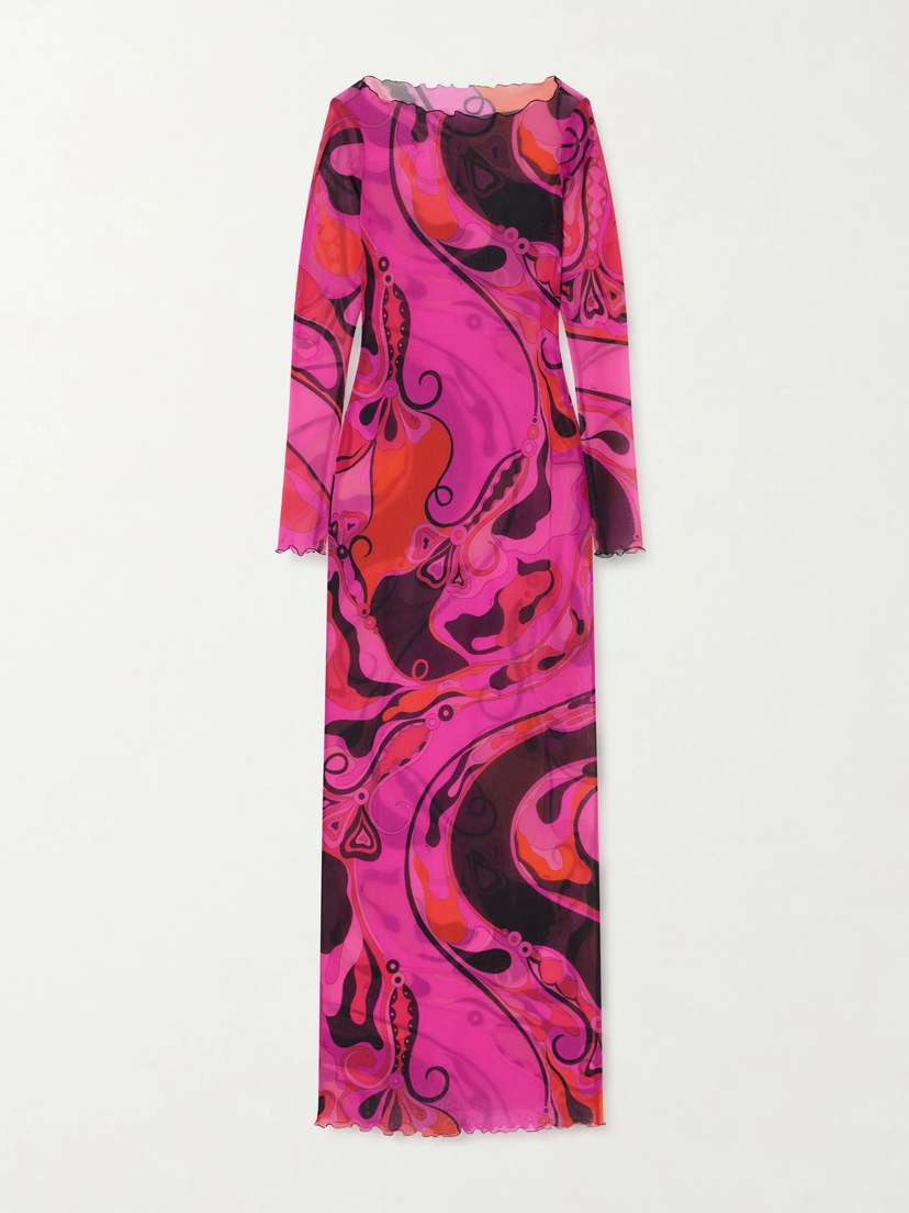 PUCCI Printed Tulle Maxi Dress