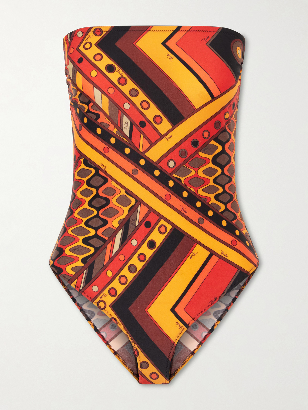 Pucci Printed Strapless Swimsuit In Multi