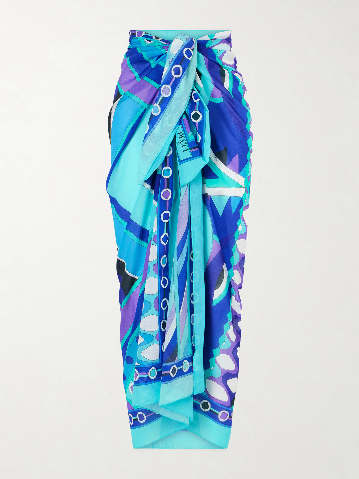Pucci Printed Cotton-voile Pareo In Blue
