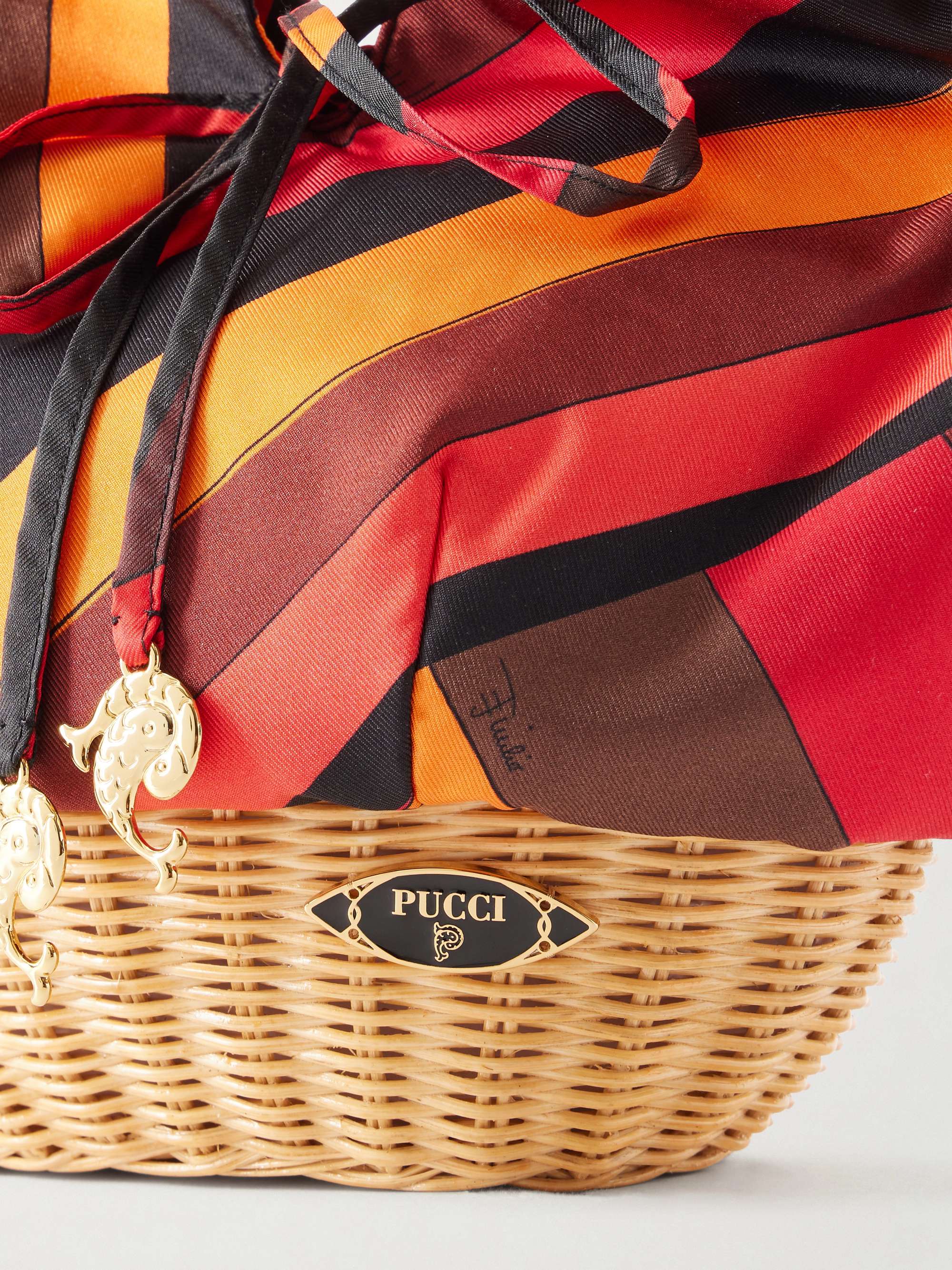 PUCCI Picnic embellished bamboo-trimmed silk-twill clutch | NET-A