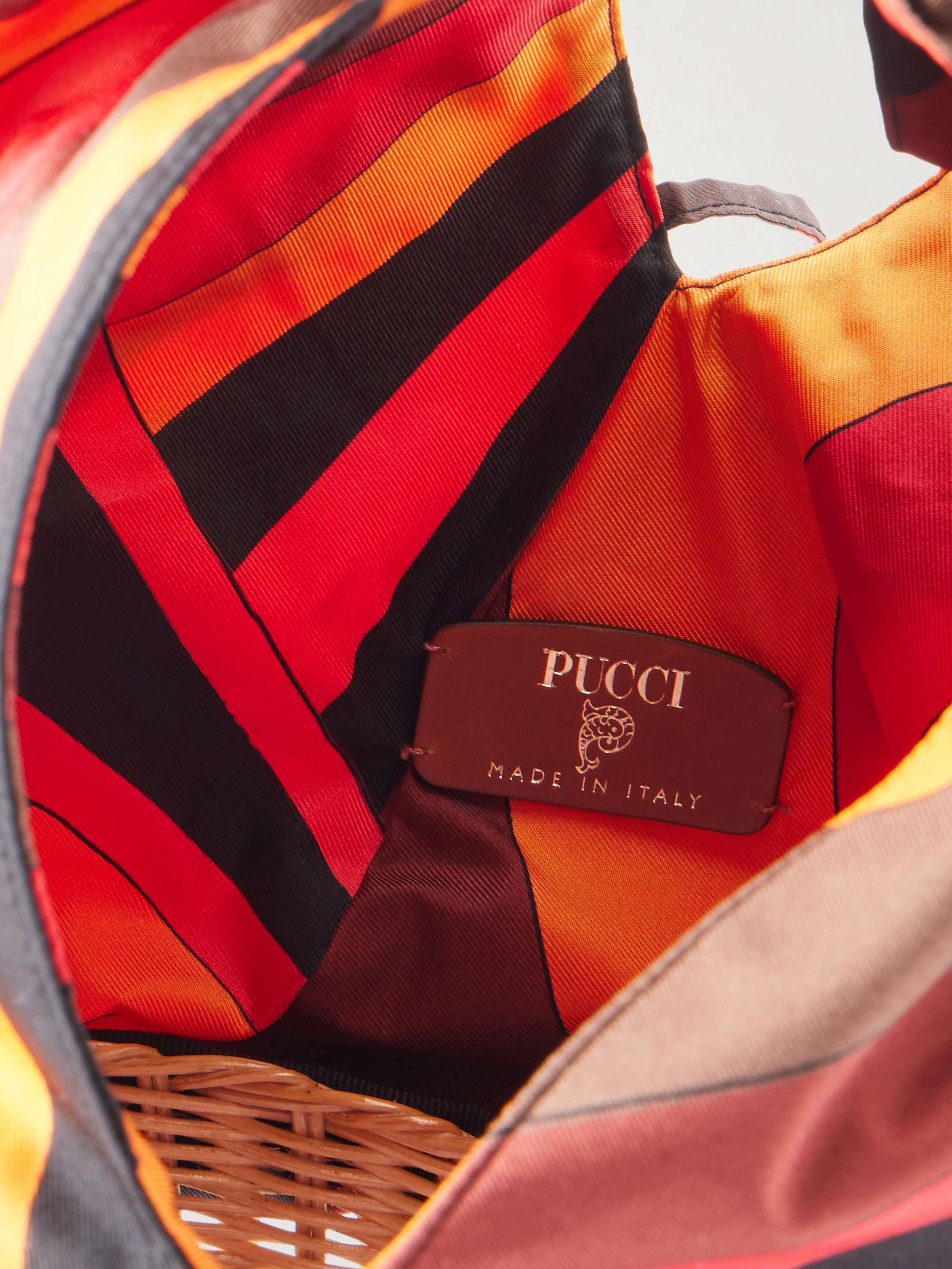 PUCCI Picnic embellished bamboo-trimmed silk-twill clutch | NET-A