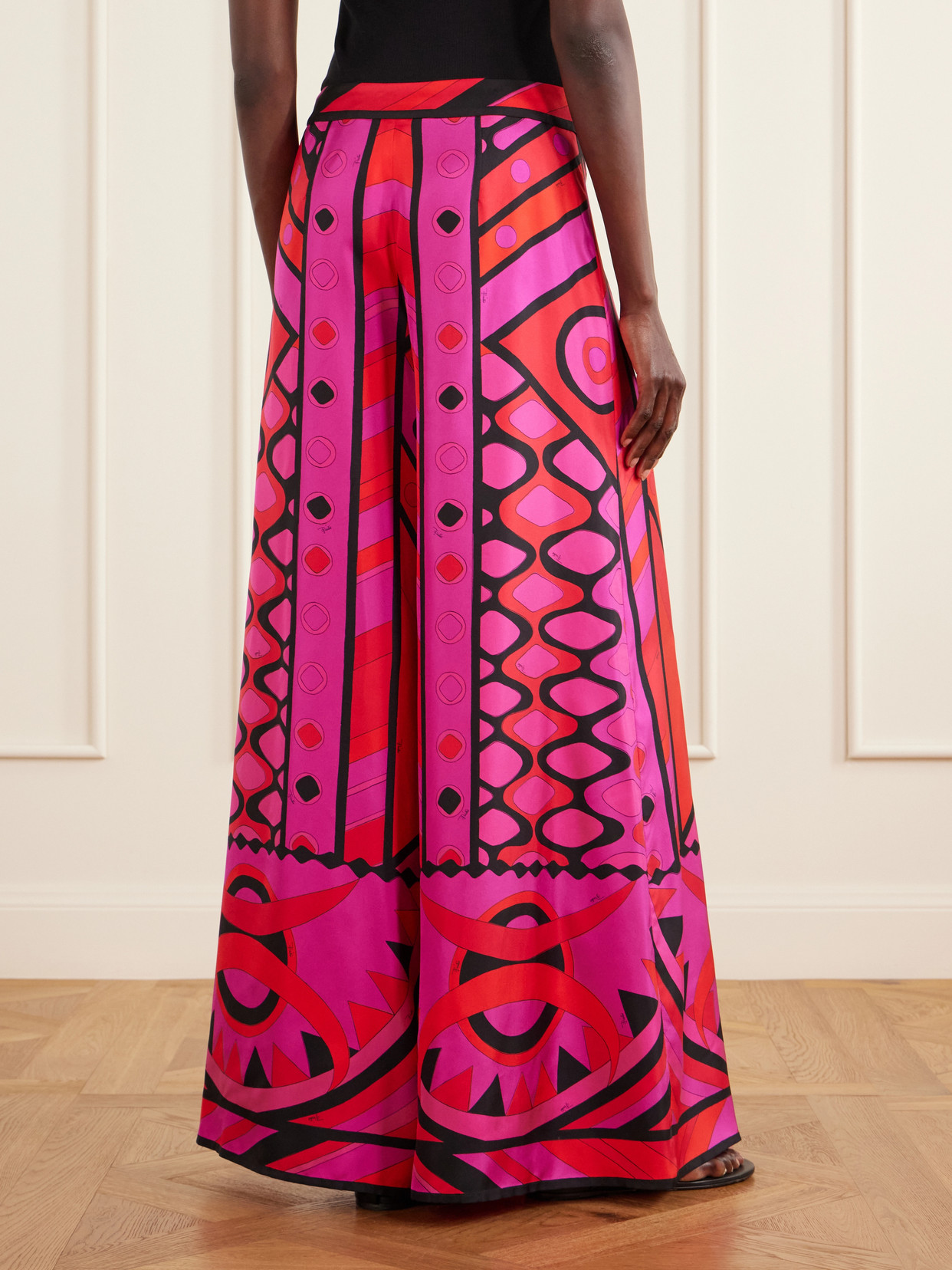 Pucci Printed Silk-twill Wide-leg Pants In Multi