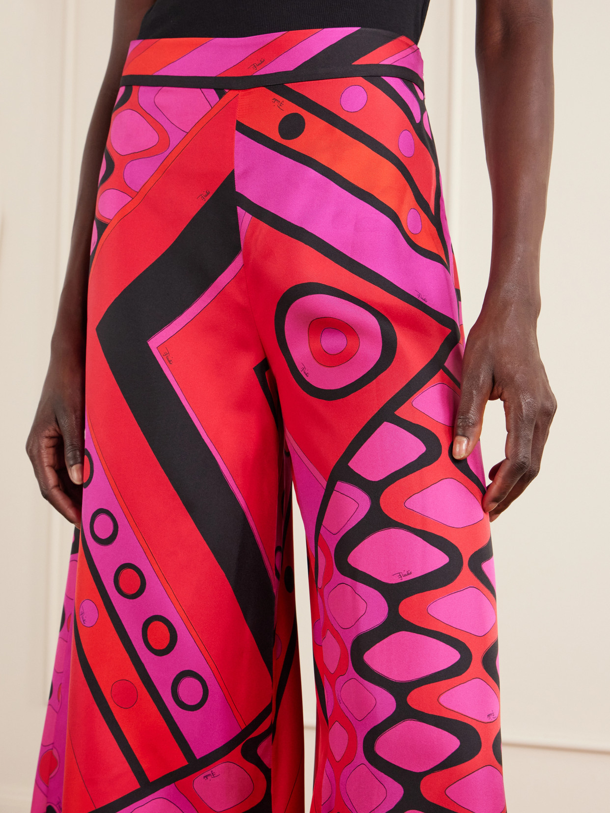 Pucci Printed Silk-twill Wide-leg Pants In Multi
