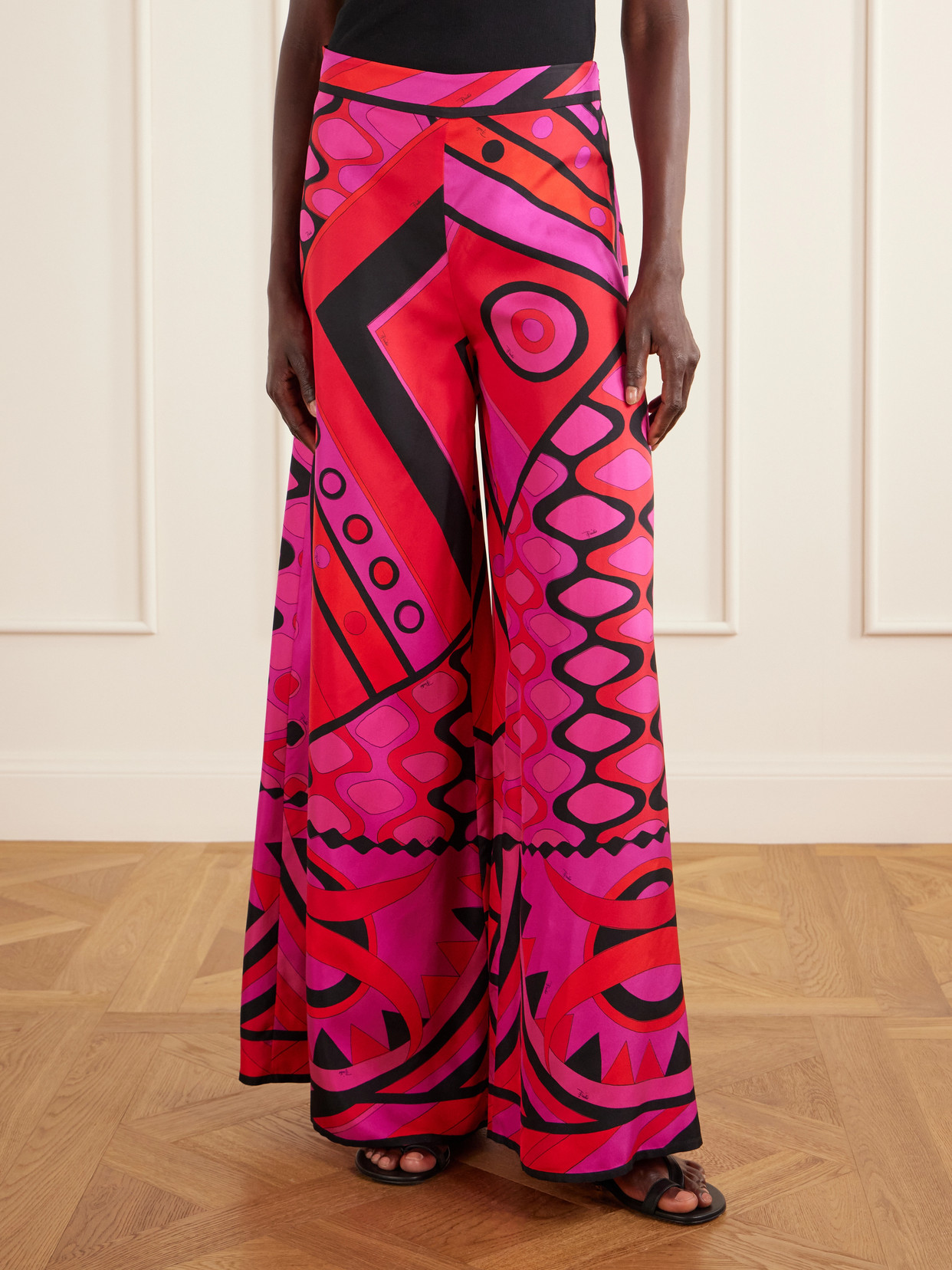 Pucci Printed Silk-twill Wide-leg Pants In Multi