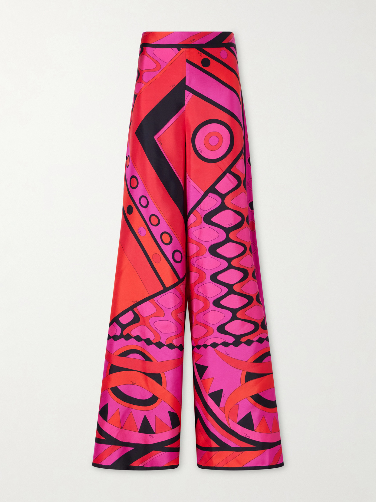 Pucci Printed Silk-twill Wide-leg Pants In Multi