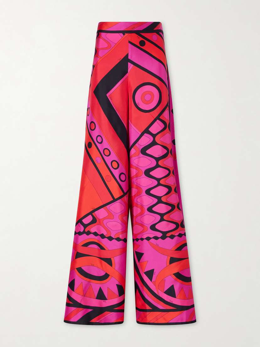 PUCCI Printed Silk-twill Wide-leg Pants