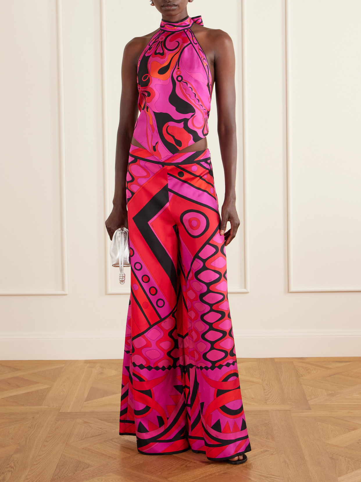 Pucci Printed Silk-twill Wide-leg Pants In Multi