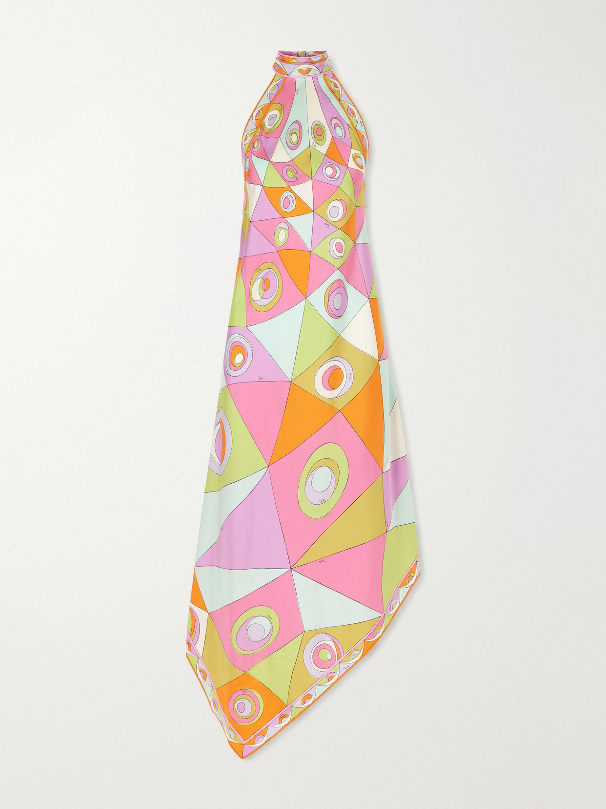 Pucci Asymmetric Printed Silk-twill Halterneck Dress In Multi