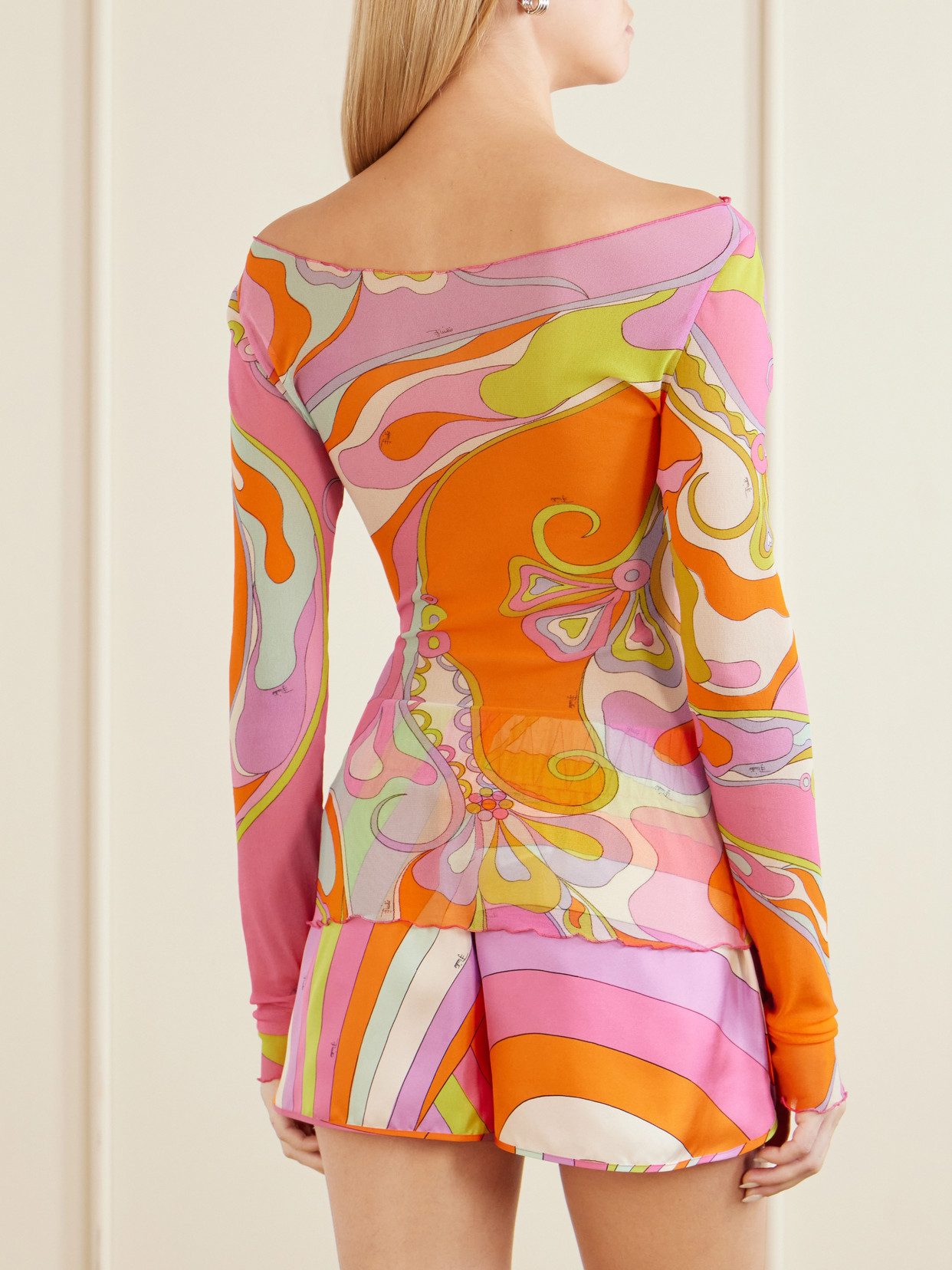 Pucci Printed Tulle Blouse In Multi