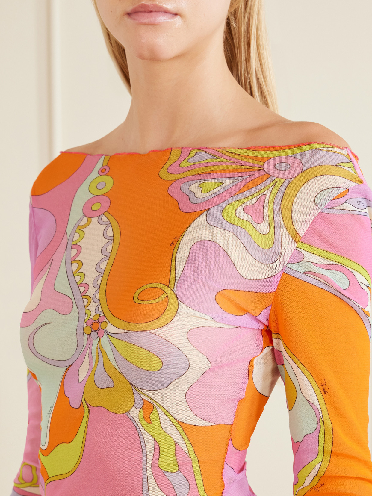 Pucci Printed Tulle Blouse In Multi