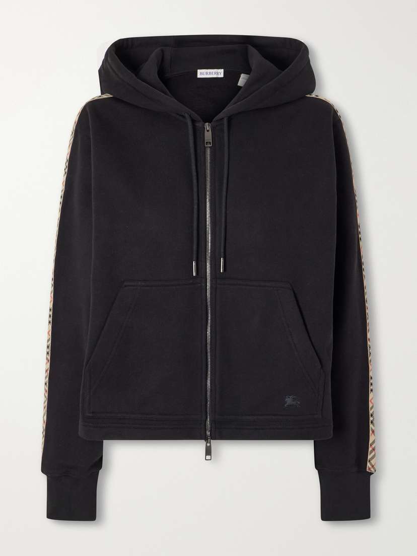 Burberry Harper Checked Cotton-jersey Zip-up Hoodie