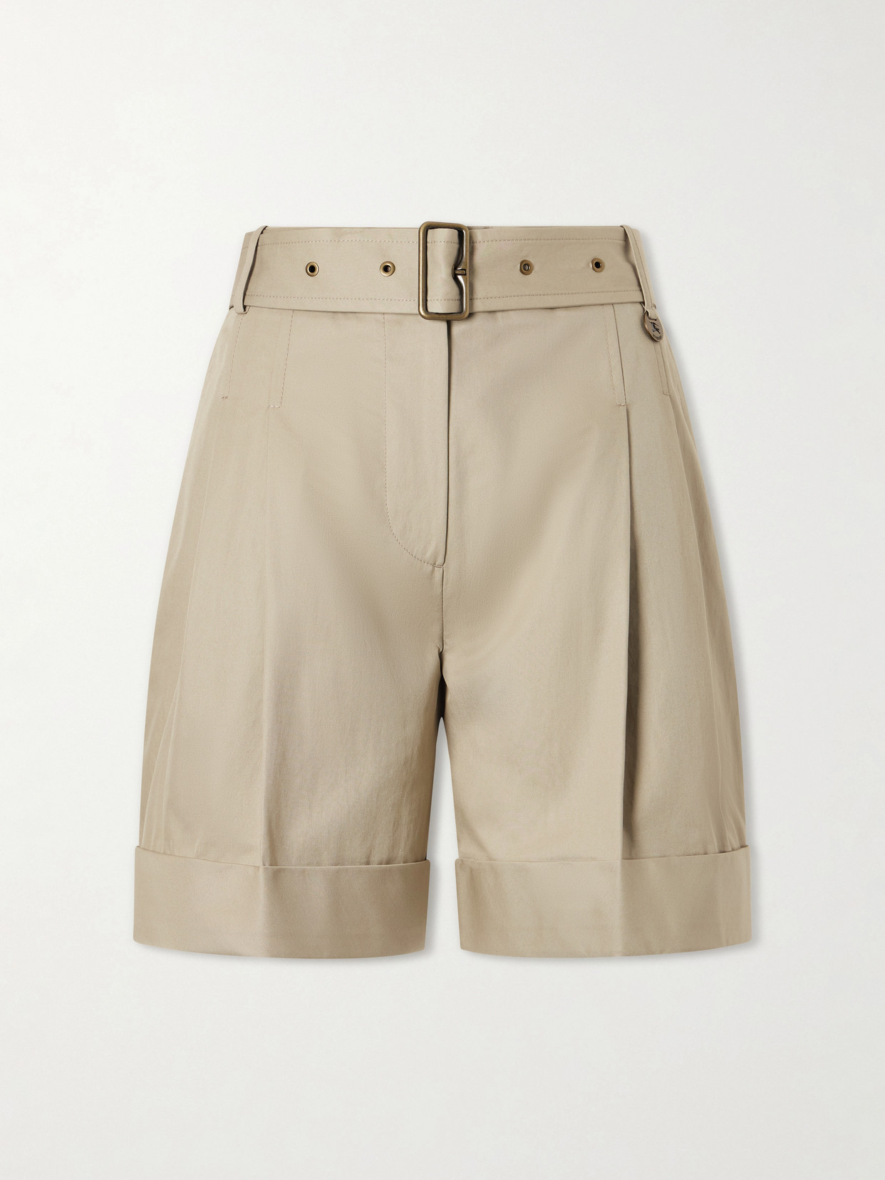 Burberry Belted Cotton-gabardine Shorts In Neutrals