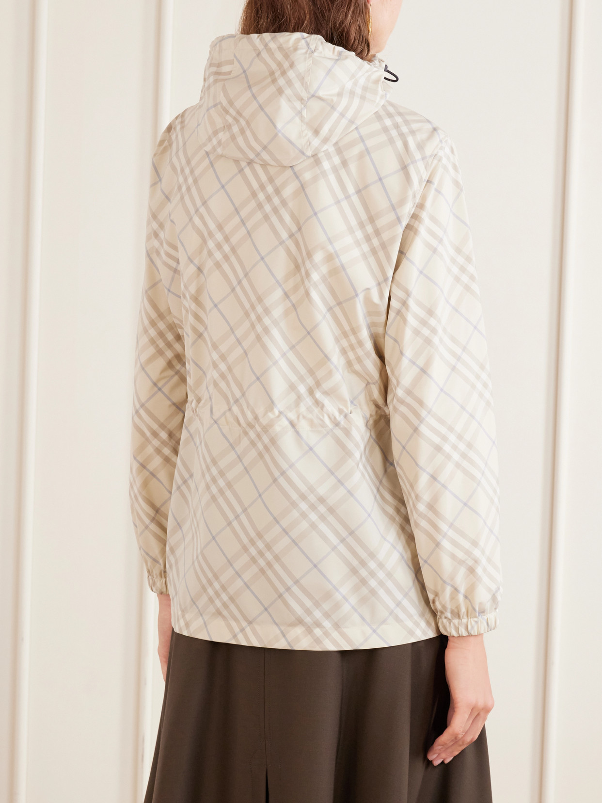 Burberry Checked Shell Jacket In Neutrals