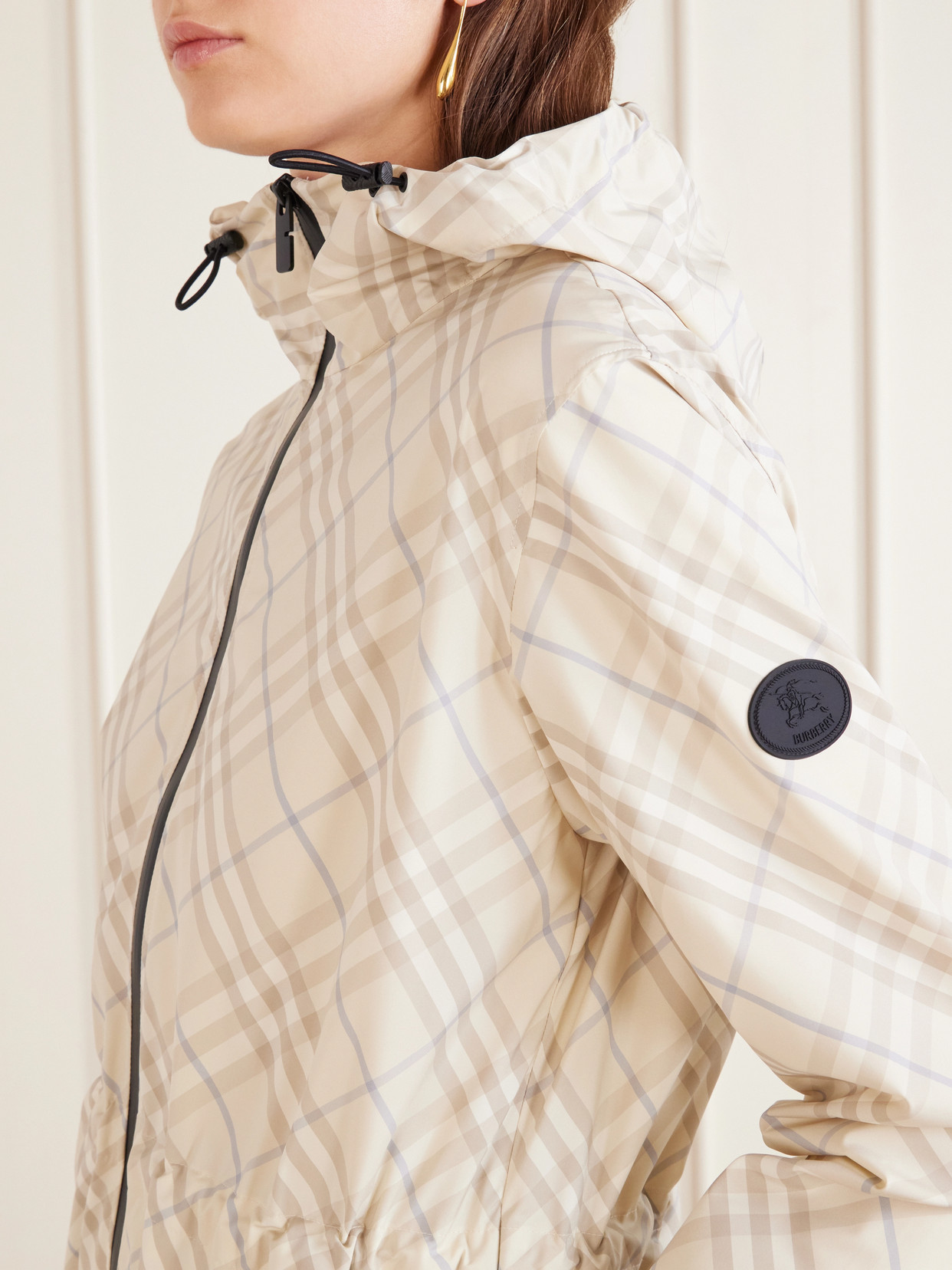 Burberry Checked Shell Jacket In Neutrals